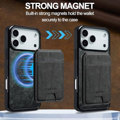 L3 2 in 1 Detachable Leather Wallet and Phone Cases Compatible with iPhone 17 Pro Max Case with Card Holder RFID Blocking, Compatible with Magsafe Charging 6.9 Kickstand (Black, IP 17 Pro Max) - color: Black, size: 6.9