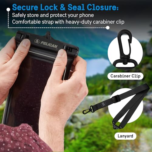 Pelican 2 Pack Marine Waterproof Phone Pouch (XL) - Stealth Black | Touchscreen IP68 Floating Waterproof Phone Case w/Detachable Lanyard - Fits All Phones - Beach Cruise Ship Travel Essentials - color: Stealth Black - 2 Pack - XL, size: XL, style: 2 Pack