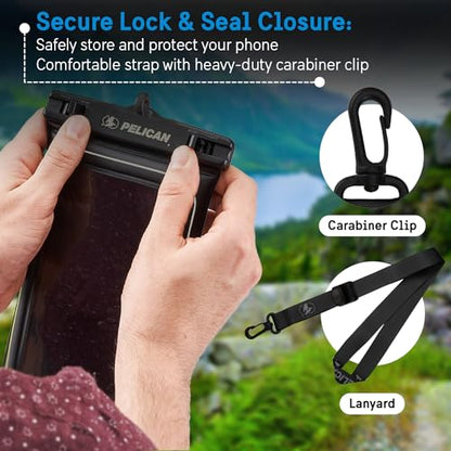Pelican 2 Pack Marine Waterproof Phone Pouch (XL) - Stealth Black | Touchscreen IP68 Floating Waterproof Phone Case w/Detachable Lanyard - Fits All Phones - Beach Cruise Ship Travel Essentials - color: Stealth Black - 2 Pack - XL, size: XL, style: 2 Pack