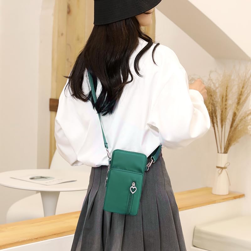 Small Crossbody Bag for Women - Mini Phone Purses with Crossbody Strap and Wallet - Nylon Arm Bag - color: A-green