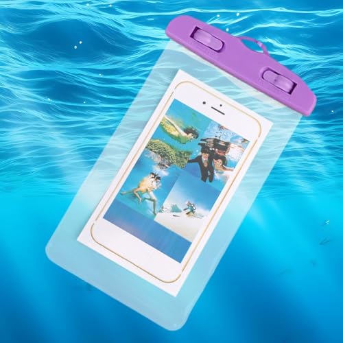 Phone Waterproof Pouch Touchscreen Compatible Cycling Smartphone Bag for Beach Cruise Vacation Swimming Kayaking Diving Travel Purple - color: Purple