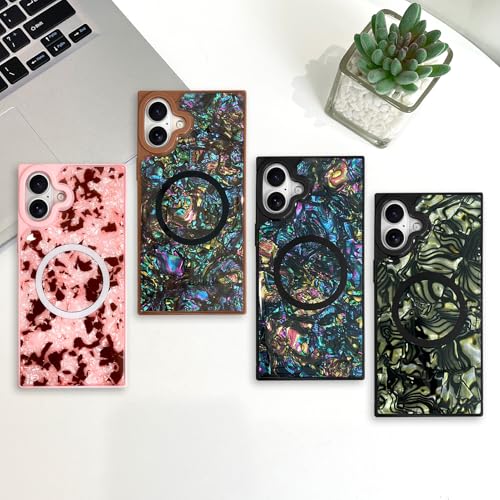 AIGOMARA Magnetic Rectangle for iPhone 16 Plus Case, Abalone Shell - color: Abalone, size: iPhone 16 Plus