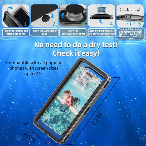 Waterproof Phone Pouch, Heavy Duty Hard Phone Case with Lanyard Compatible with iPhone 17 Pro Max/16/15/14, Galaxy S25 Support Touch Function Black - color: Black