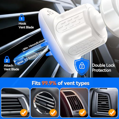 for MagSafe Car Mount,【22 N55 Super Magnets】 Magnetic Phone Holder for Car Air Vent, Cell Phone Mount Car Accessories Compatible with iPhone 17 16 15 14 13 12 Pro Max (White) - color: White