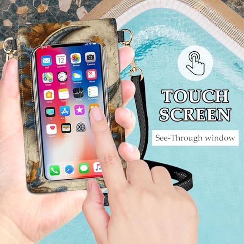 Small Crossbody Bags for Women Touchscreen Cell Phone Bag Cross Body Purses with adjustable Strap,Gifts For Teenage Girls - color: Sunflowers & Moon