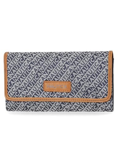 Nautica womens The Perfect Carry All Money Manager Wallet Organizer with RFID Blocking Wallet | The Perfect Carry All - color: Indigo Jacquard