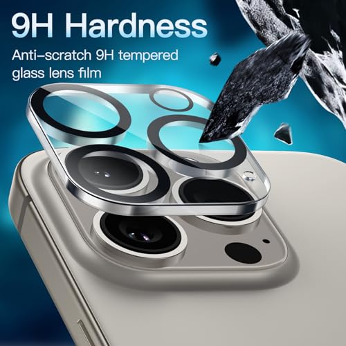 JETech Camera Lens Protector for iPhone 15 Pro/15 Pro Max, 3-Pack | 9H Tempered Glass, HD Clear, Anti-Scratch Protection, Night Shot Compatible, Case-Friendly - size: iPhone 15 Pro / 15 Pro Max