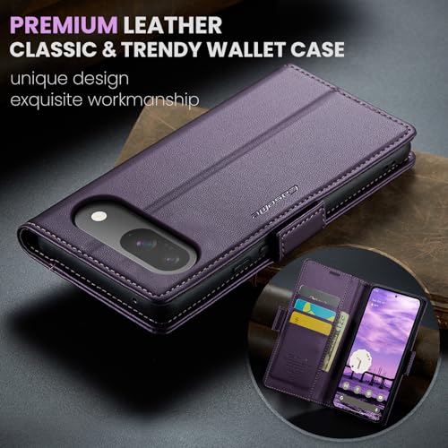 Wallet Case for Google Pixel 10/Google Pixel 10 Pro, Magnetic Flip Case with RFID Blocking Card Holder Kickstand for Women Men, Shockproof Durable Protective Phone Cover (Purple) - color: Purple