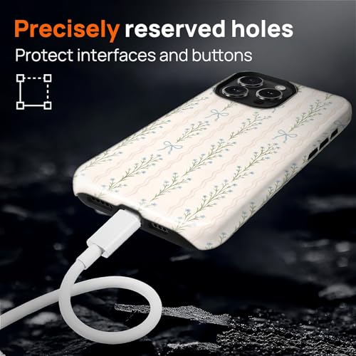 Magnetic for iPhone 16 Pro Case,[Compatible with Magsafe] Dual Layer Protective Heavy Duty Shockproof Rugged Drop Protection Bumper Hybrid Case - Blue Bow Stripes - color: Blue Bow Stripes, size: iPhone 16 Pro