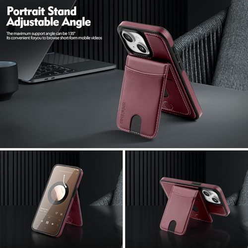 Shieldtop Compatible with MagSafe iPhone 14 Plus Wallet Case,Wine Red | 2 in 1 Detachable Magnetic,Credit Card Holder Slots,RFID Blocking,PU Leather,Kickstand,Flip Folio Phone Cover for Men & Women - color: Wine Red, size: iPhone 14 Plus 6.7"