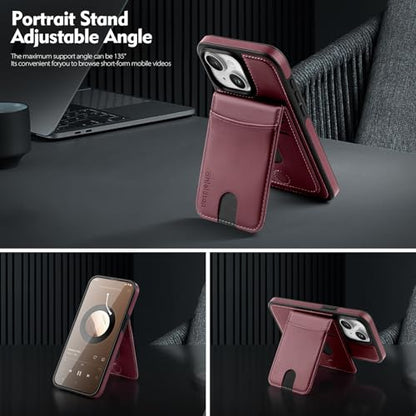 Shieldtop Compatible with MagSafe iPhone 14 Plus Wallet Case,Wine Red | 2 in 1 Detachable Magnetic,Credit Card Holder Slots,RFID Blocking,PU Leather,Kickstand,Flip Folio Phone Cover for Men & Women - color: Wine Red, size: iPhone 14 Plus 6.7"