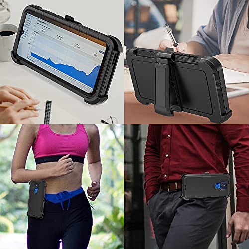 TENCO Compatible with Moto G Play 2021 Case with Screen Protectors Heavy Duty Rugged Shockproof Full Body Protection Kickstand Case with Belt Clip Holster Black Motorola Moto G Play 2021 6.5in