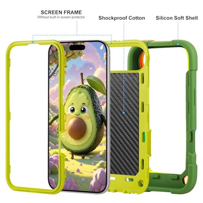 MARKILL Compatible with iPhone Air Case 6.5 Inch 2025 with 360 Degree Rotate Ring Stand, Military Grade Drop Protection Full Body Rugged Protective Case Kids Avocado - color: Avocado, size: iPhone Air 6.5"