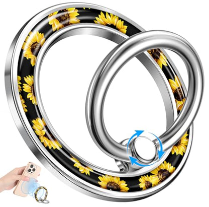 Magnetic Phone Ring Holder, Cute Cell Phone Grip, Sunflower - color: Sunflower