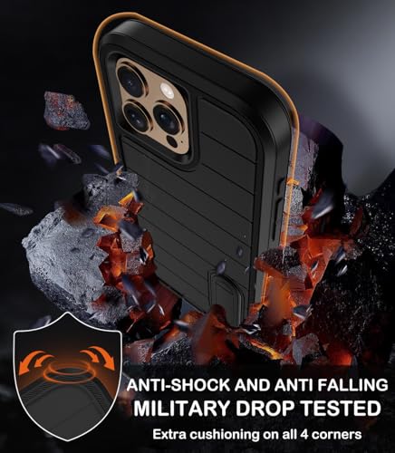 for iPhone 16 Pro Case with Screen Protector,Built-in Invisible Kickstand,Heavy Duty Shockproof Drop Protection Military Grade Tri-Layer Rugged Durable Cell Phone Cover for Apple 16 Pro 6.3" (Black - color: Black