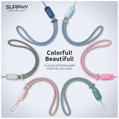 SURPHY 3 Pack Phone Wrist Strap, Phone Lanyard with Cellphone Tether Tab - color: Cloud Blue & Pink & Gray
