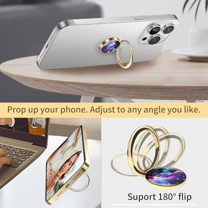 Cell Phone Ring Holder, Cute Phone Ring Grip Stand, 360°Rotation Funny Metal Kickstand Finger Grip Luxury Universe - color: Luxury Universe