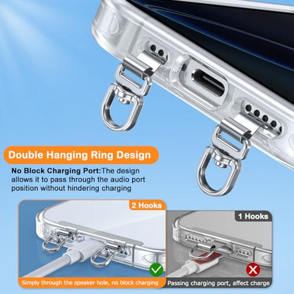 Two Hanging Ring Phone Tether Tab,360° Rotatable Ultra-thin 0.2mm Bending Design Universal Stainless Steel Phone Lanyard Metal Patch (L) - color: L