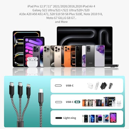 MPATIBY USB C Multi Charging Cable [1Pack 5FT], 3 in 1 Charging Cable - color: Black+Grey, size: 1Pack5FT