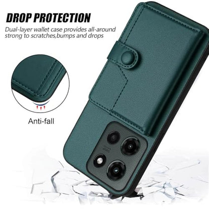 for Moto G Power 5G 2025 RFID Blocking Wallet Case, Green | PU leather, TPU interior, 5 card slots, cash/photo pocket, magnetic clasp, kickstand, 2-layer shockproof, scratch resistant - color: Green