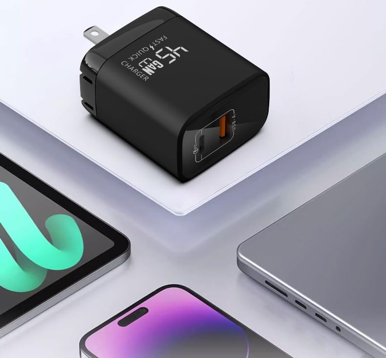Fast 45W Dual USB-C Plus USB-A Charger - GaN Power Delivery - Fast Compact Power Adapter for Laptops, Smart Phones, Tablets and Thousands of Other Devices (Black, 45W) - color: Black, size: 45W