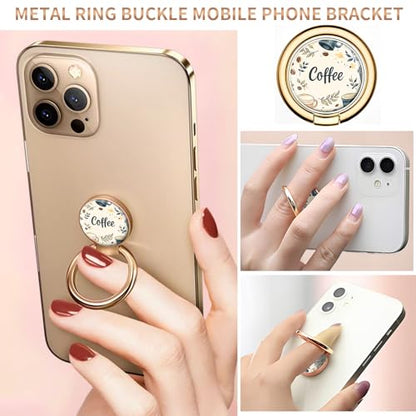 Cell Phone Ring Holder, Cute Metal Phone Grip Stand Finger Ring Kickstand, Flexible 360°Rotation Phone Tablet Case Accessories Compatible with Most Phones Cute Coffee Cup - color: Cute Coffee Cup