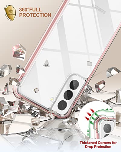 SURITCH for Samsung Galaxy S21 FE Clear Case 6.4" (Only), [Built-in Screen Protector] Full Body Protective Hard Shell+Soft TPU Phone Case for Samsung S21 FE -(Rose Gold Edge) - color: Rose Gold Edge