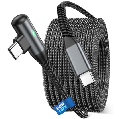 iMangoo USB C Cable 60W Fast Charging 16ft Long Braided-Durable Cord Black - color: Black