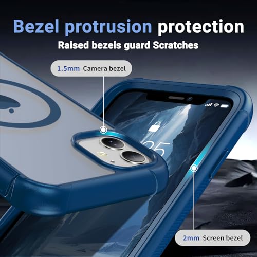 jaroco Magnetic for iPhone 11 Case Heavy Duty Protection Deep Blue | Compatible with MagSafe,Military Grade Drop Protection,Translucent Matte,Non-Slip,Shockproof 2-Layer Durable Bumper Case - color: Deep Blue, size: iPhone 11