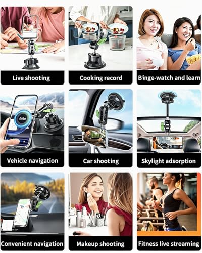 HEMMOTOP Magnetic Car Phone Holder Windshield Suction Cup Mount