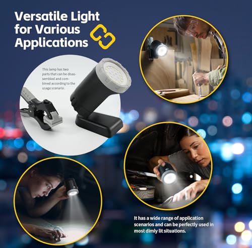 MaxWorks Rechargeable LED Work Light 500 Lumens Portable Shop Light – 360° Adjustable with Magnetic Base Clamp Mount & 3 Lighting Modes USB-C Rechargeable – 50897 - style: Magnetic and Clamp