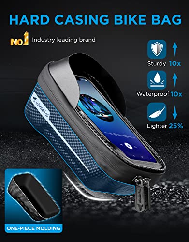 whale fall Bike Frame Bag Waterproof, 3D EVA Hard Shell, Bike Phone Holder | Top Tube Bag with TPU Touchscreen, Fits Phones up to 7", Adjustable Straps for Most Frames, Includes Rain Cover - color: Black