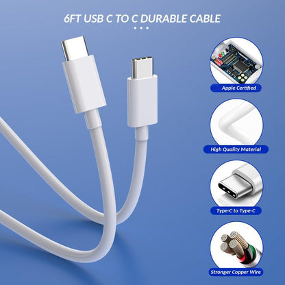 iPhone 17 Charger,Apple Charger Fast Charging,2Pack Dual Port Power Delivery Apple Charging Block,6FT USB C to C iPhone 17 Charge Cable,USB C Charge for iPhone 17/17 Air/16/15 Pro/iPad Pro/Air/Mini - size: 6FT