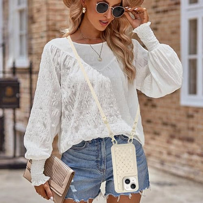 for iPhone 11 Wallet Case with Card Holder Slots and Strap, RFID Blocking Magnetic Flip Folio Cover, Crossbody Purse Protection Case with Kickstand,Beige Diamond - color: Beige Diamond, size: iPhone 11(6.1")