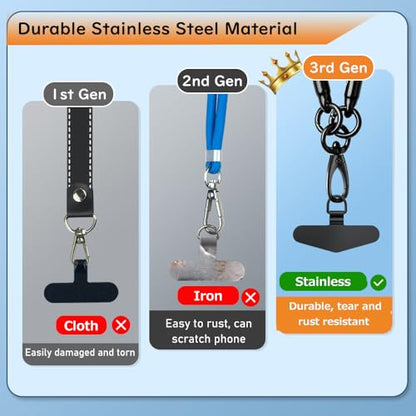 Phone Tether Tab, Bending Design 0.2mm Ultra-thin Stainless Steel Cellphone Lanyard Metal Patch Tether Tab - color: A