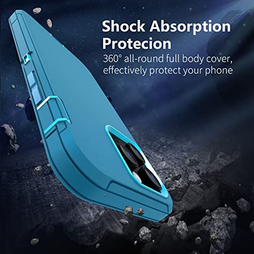 Sansunto Case for iPhone 13 Pro, Shockproof Phone Case for boy, Heavy Duty Full Body Protection Silicone Rubber Rugged Hybrid Phone Cases for iPhone 13 Pro in 6.1 Inch (Teal/Turquoise) - color: Teal/Turquoise