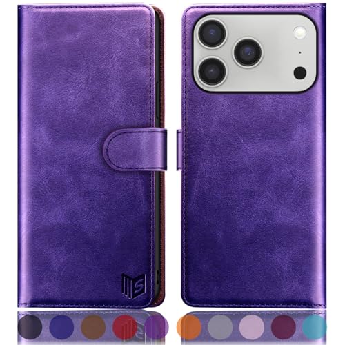 SUANPOT Compatible with iPhone 17 Pro Max 6.9" Wallet case with RFID Blocking Credit Card Holder,Flip Book PU Leather Protective Cover Women Men for Apple 17 Pro Max Phone case Purple - color: Purple, size: iPhone 17 Pro Max 6.9"