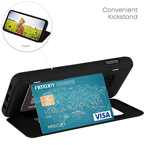 GOOSPERY Magnetic Door Bumper Compatible with Galaxy S10e, Card Holder Wallet Case Easy Magnet Auto Closing Protective Dual Layer Sturdy Phone Back Cover - Black - color: Black, size: Galaxy S10E