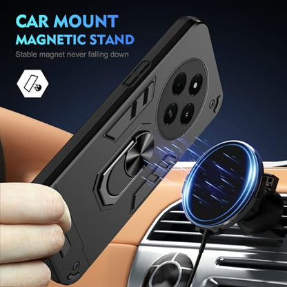 Compatible with Xiaomi Redmi A4/Poco C75/Redmi A3 Pro/14C 4G Phone Case Cover Built-in Stand Shockproof and Drop-Proof [with Tempered Glass Screen Protector] Black - color: HY-GZS-black, size: Xiaomi Redmi A4/Poco C75/Redmi A3 Pro/14C 4G
