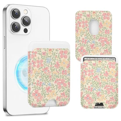 for Magsafe Cute Wallet Magnetic Card Holder(Peach Blossom Flower) - color: Peach Blossom Flower