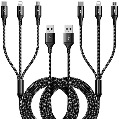 RULUS Multi Charging Cable,3 in 1 Multiple Fast Charger Cord,Nylon Braided - size: 6ft