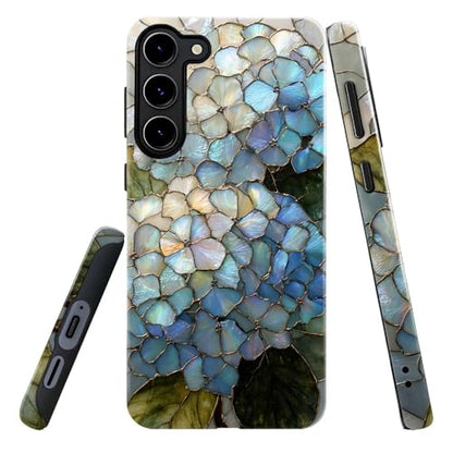 Compatible with Samsung Galaxy S23 Plus Case,Glossy Case All-Round Protection Shockproof Anti-Scratches TPU Cover,Cases for Man Woman-Hydrangeas Bush Stained Glass - color: Hydrangeas Bush Stained Glass, size: Galaxy S23 Plus