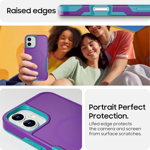 AICase for iPhone 16 Plus Case [Compatible MagSafe],Heavy Duty 20 FT Drop Protection Full Body Rugged Shockproof Military Protective Tough Durable Phone Cover 6.7" for Men Women_2 - color: Spring Blue/Purple with Magsafe