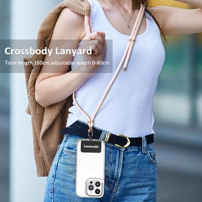 2 Pads Phone Lanyard Adjustable Crossbody Cell Phone Neck Strap - color: White&black