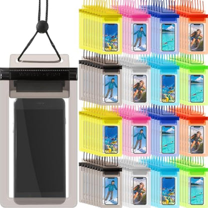 Shinylin 200 Pcs Universal Waterproof Phone Pouch Bulk Waterproof Cellphone Case Underwater Snorkeling Dry Bag Case Lanyard Clear Phone Protector for Beach Swimming Floating, 6.69 x 3.15 Inch