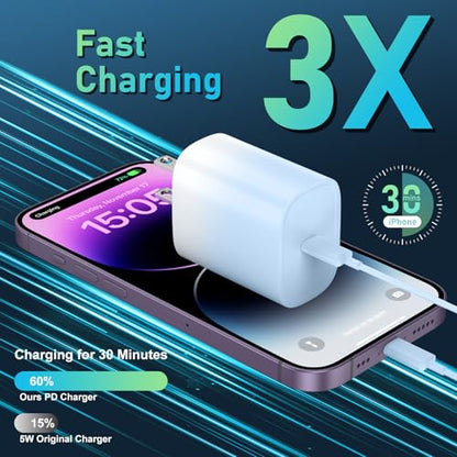 Phone 14 13 12 11 Fast Charger,10FT Long Phone Chargers Fast Charging Lightning Cable with 20W USB C Charger Block for Phone 14/14 Pro Max/13/13Pro Max/12/12Pro Max/11/11Pro/XS/Max/X,Pad,Blue gradient - color: Blue gradient, size: 10ft