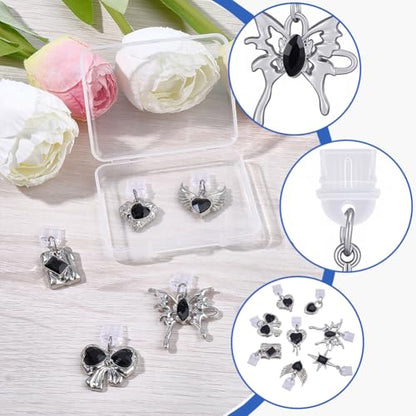SUNNYCLUE 8pcs Halloween Anti Dust Plug Charm Phone Dust Plug Charm Black Silver Gothic Alloy Plastic Heart Mobile Phone e Reader Anti Dusts Plugs Protectors Cover for Cellphone Laptops Earphone Adult - style: Style 2