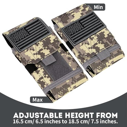 Dual Tactical Phone Pouch Molle Phone Holster Double Capacity Holder Universal Utility EDC Pouch for iPhone 17 Pro Max/17 Pro/16 Pro Max/16 Pro/15 Pro Max/15 - color: Gray Camo
