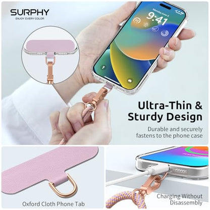 SURPHY Phone Lanyard Crossbody, Phone Strap Crossbody with 2 Tether Tabs - color: Pink & Purple