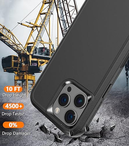 Diverbox for iPhone 15 Pro Case [Shockproof] [Dropproof] [Tempered Glass Screen Protector ],Heavy Duty Protection Phone Case Cover for Apple iPhone 15 Pro 6.1 inch (Black) - color: Black